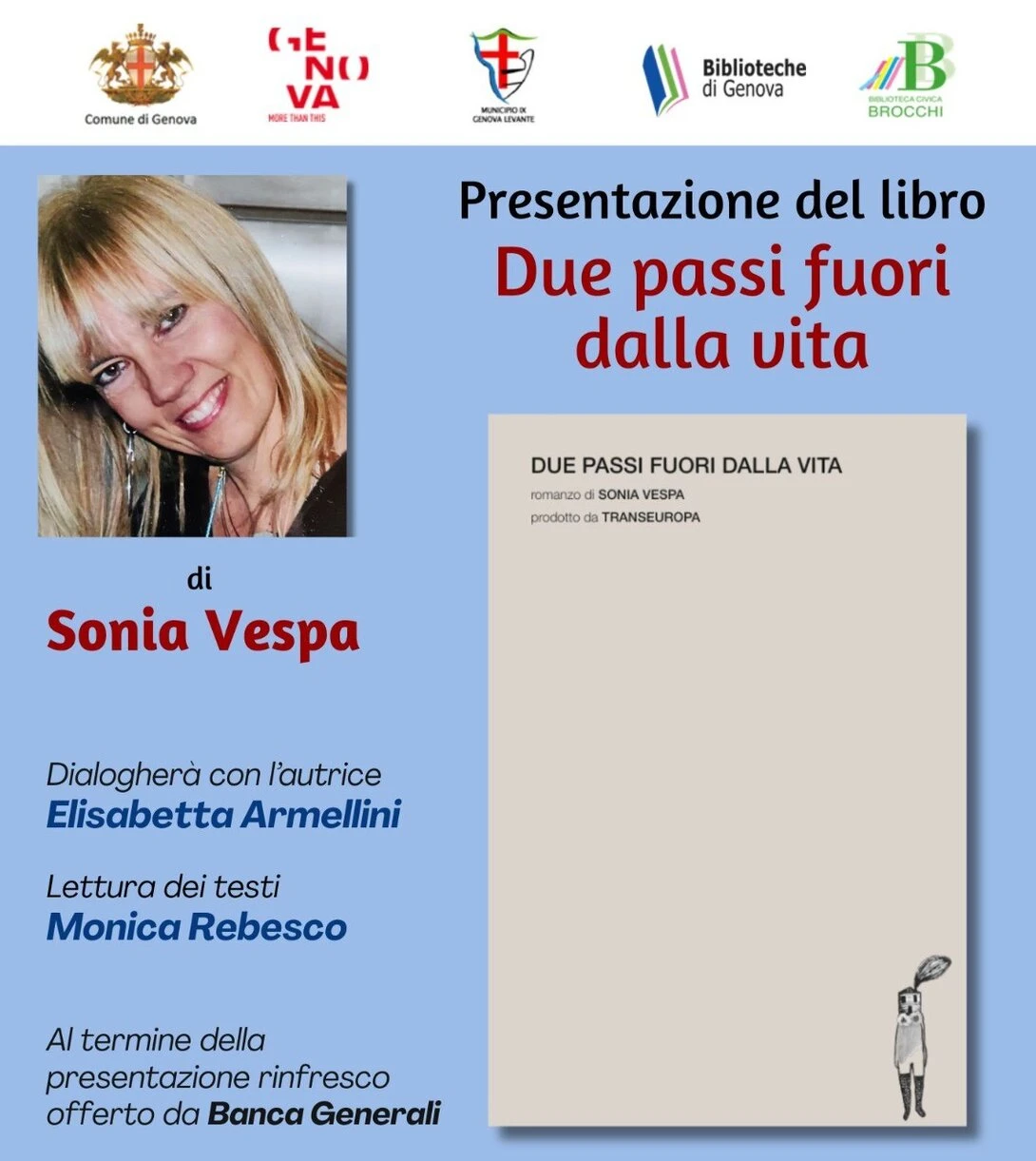 Sonia Vespa durante una presentazione del romanzo con pubblico in ascolto